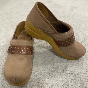Dansko Pavan Clogs with Studded Belt Taupe